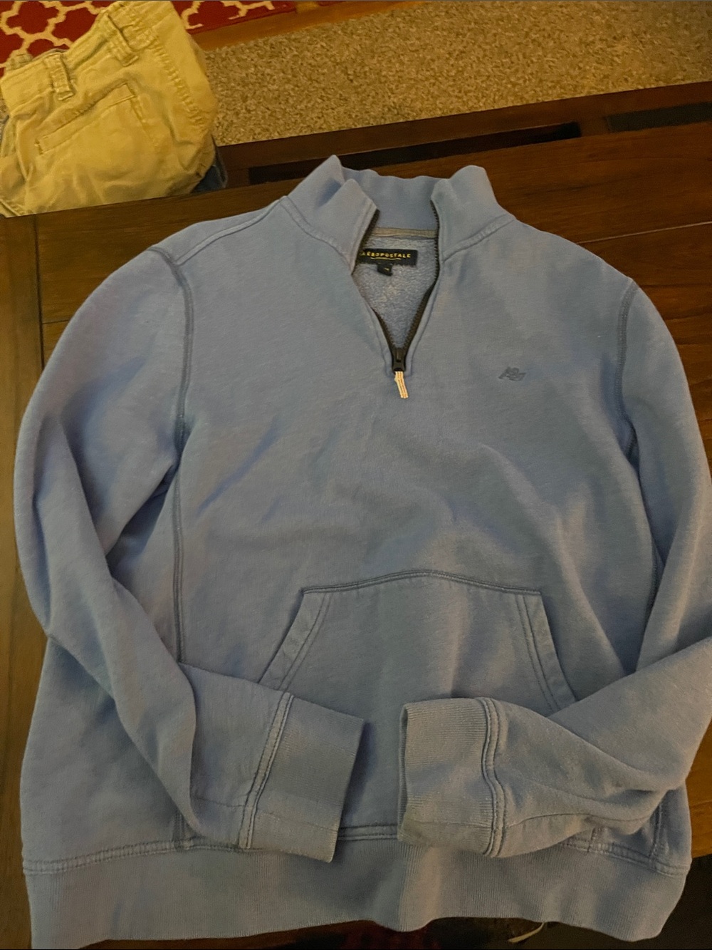 Aeropostale Men’s Light Blue Quarter-Zip Sweatshirt Pullover